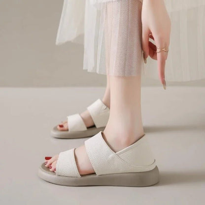 Sandalen aus echtem Leder mit dicker Sohle zum Hineinschlüpfen für jeden Tag - Livezo