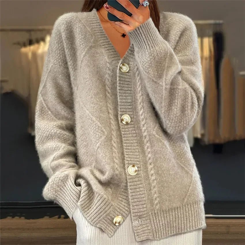 Sandra - Strick - Cardigan mit V - Ausschnitt und Knopfleiste für Damen - Livezo