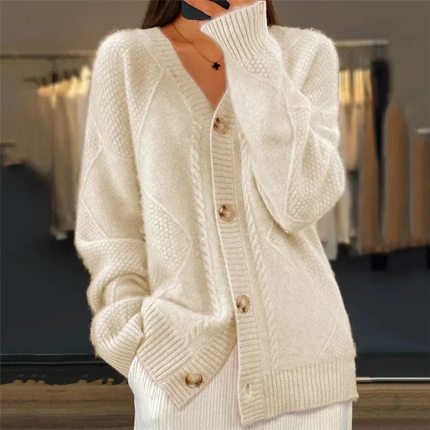 Sandra - Strick - Cardigan mit V - Ausschnitt und Knopfleiste für Damen - Livezo