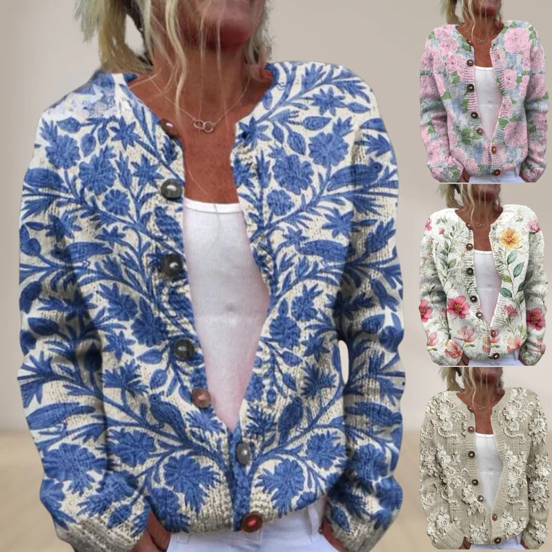 Floral Print Cardigan- Zeitloser Stil, perfekt für jede Saison