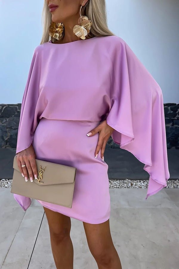 Satin - Minikleid mit Schmetterlingsärmeln und elastischem Taillenbund - Livezo