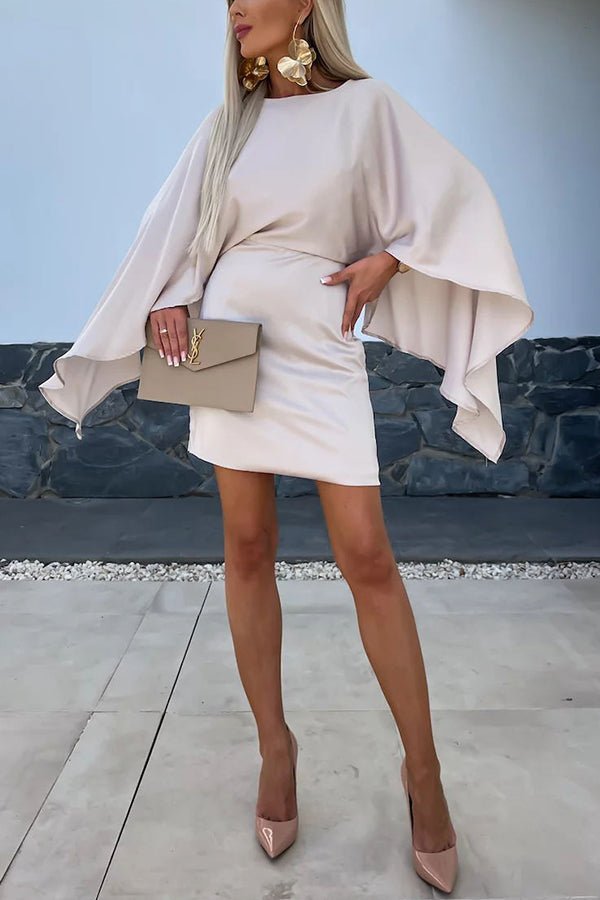 Satin - Minikleid mit Schmetterlingsärmeln und elastischem Taillenbund - Livezo