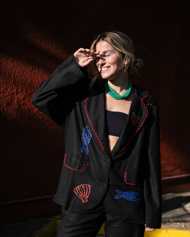 Schicker Blazer mit Hummerprint für Küstenstil - Livezo