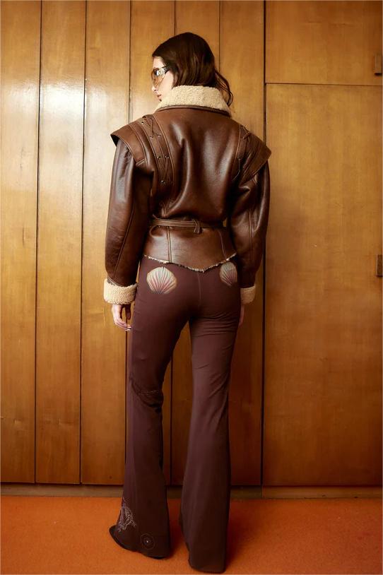 Schicker Kunstpelzbesetzter PU - Leder Schnürmantel - Livezo