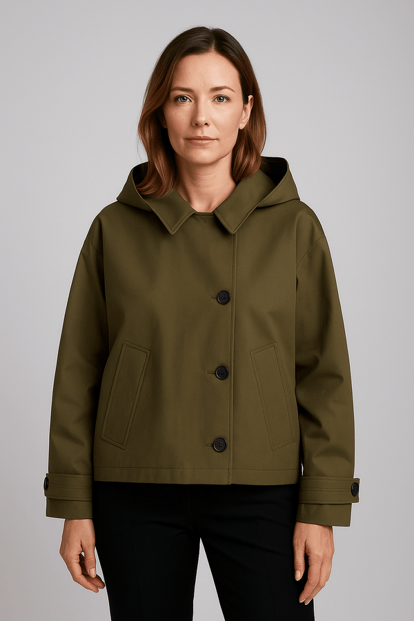 Schicker kurzer Trenchcoat mit Kapuze für Damen - Livezo