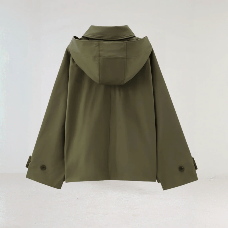 Schicker kurzer Trenchcoat mit Kapuze für Damen - Livezo