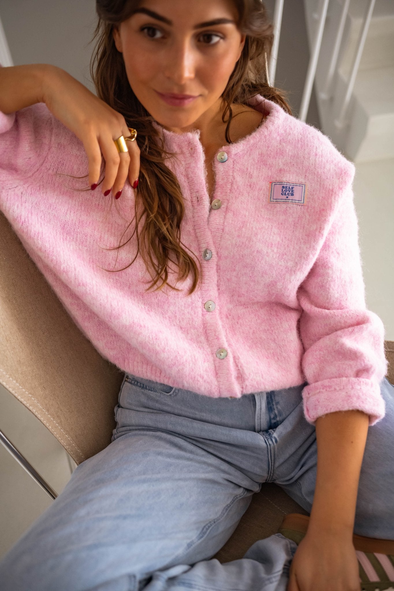 Schicker rosa gesteppter Cardigan für Lagen - Looks - Livezo