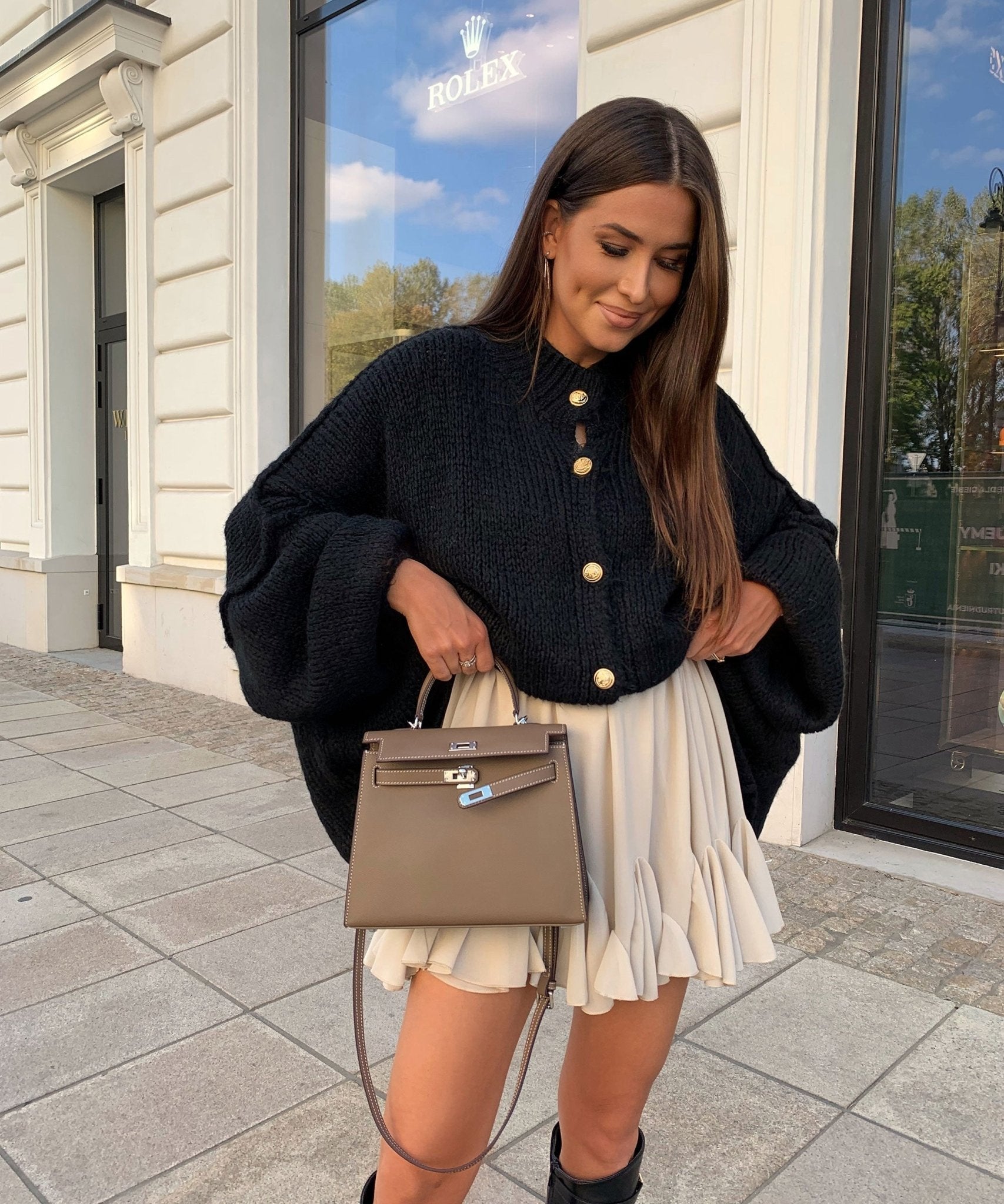 Schickes Beige Rocker - inspiriertes Kleid - Livezo