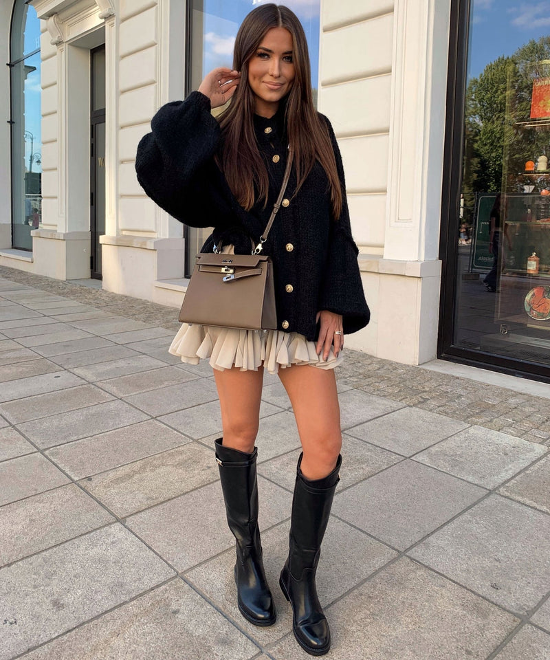 Schickes Beige Rocker - inspiriertes Kleid - Livezo