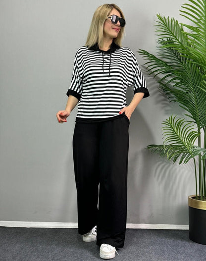 Schickes gestreiftes zweiteiliges Lounge - Set - Livezo