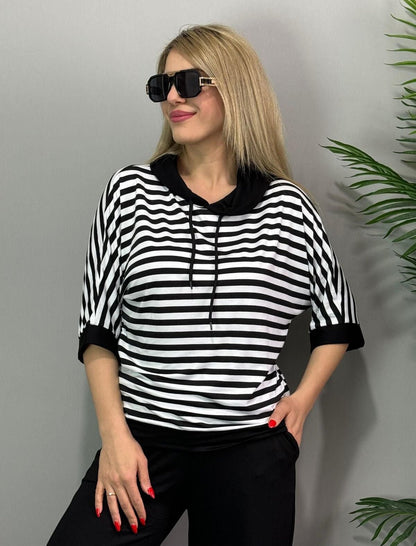 Schickes gestreiftes zweiteiliges Lounge - Set - Livezo