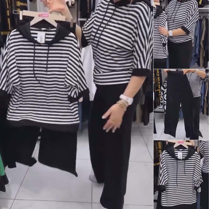 Schickes gestreiftes zweiteiliges Lounge - Set - Livezo