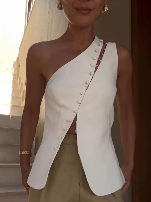 Schickes One - Shoulder - Top mit Knopfdetail - Livezo