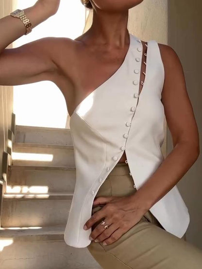 Schickes One - Shoulder - Top mit Knopfdetail - Livezo