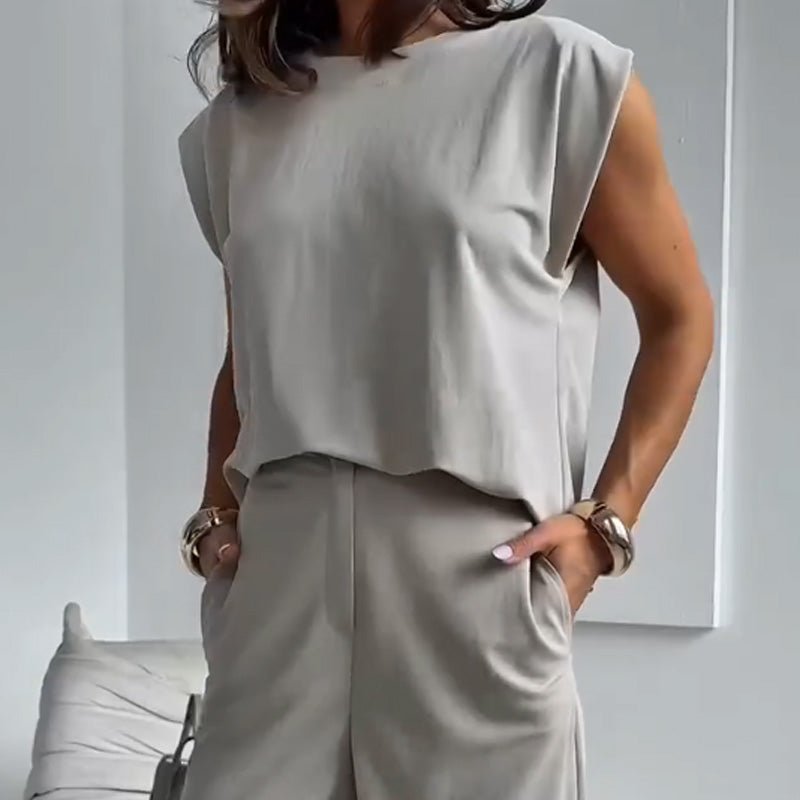 Schickes zweiteiliges T-Shirt - und Weite - Hosen - Set - Livezo