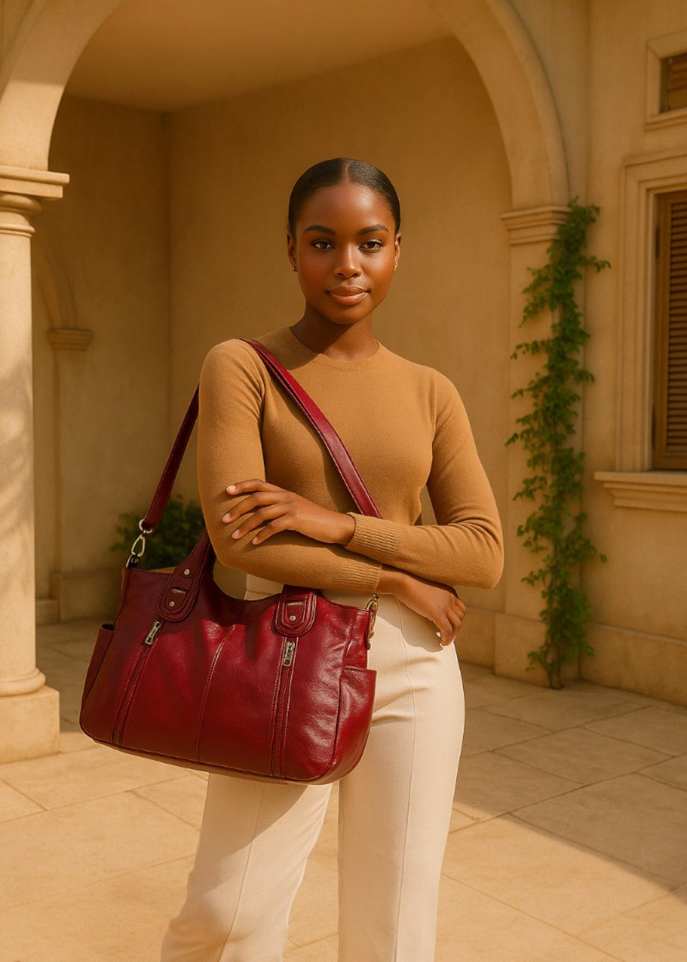 Schlanke Minimalistische Leder - Umhängetasche - Livezo