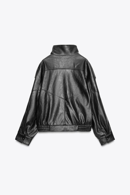 Schwarze Jacke aus Kunstleder - Livezo