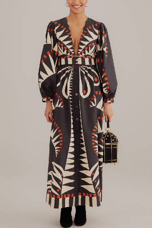 Schwarzes Coconut Grove Maxikleid mit Puffärmeln - Livezo