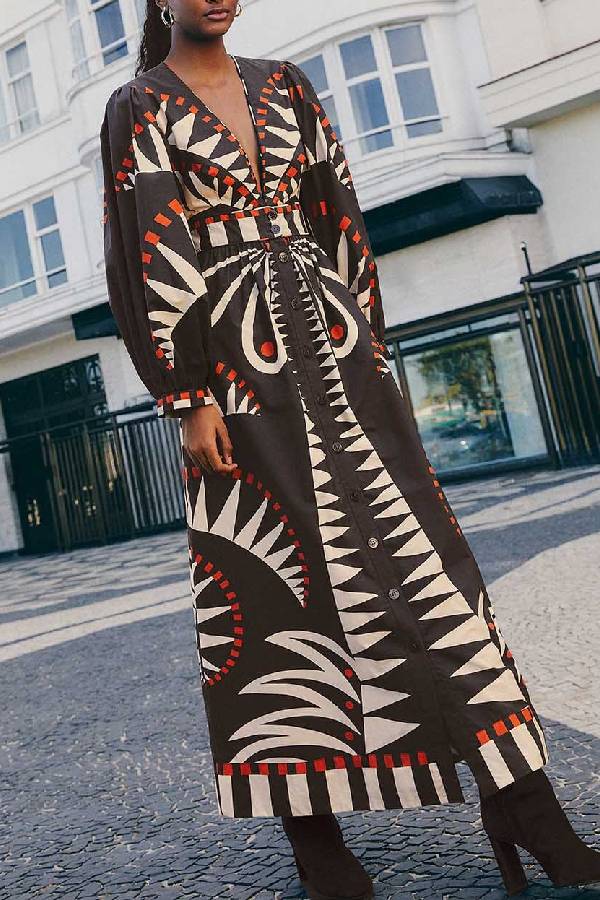 Schwarzes Coconut Grove Maxikleid mit Puffärmeln - Livezo