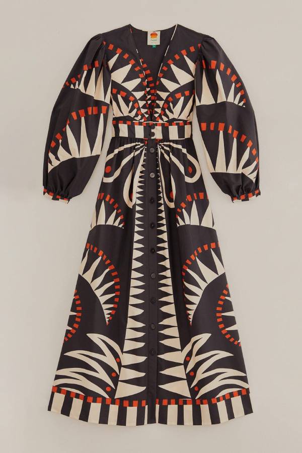 Schwarzes Coconut Grove Maxikleid mit Puffärmeln - Livezo