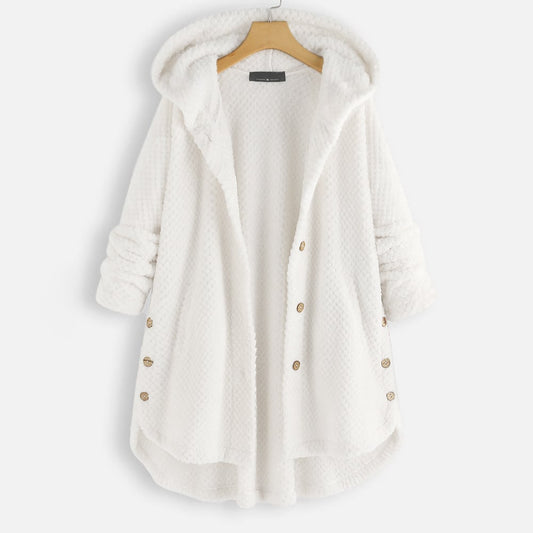 Selina - Halblange, wendbare Fleecejacke mit Kapuze für den Winter - Livezo