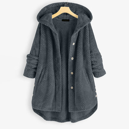 Selina - Halblange, wendbare Fleecejacke mit Kapuze für den Winter - Livezo