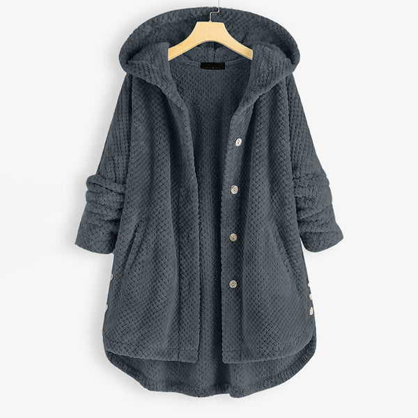Selina - Halblange, wendbare Fleecejacke mit Kapuze für den Winter - Livezo