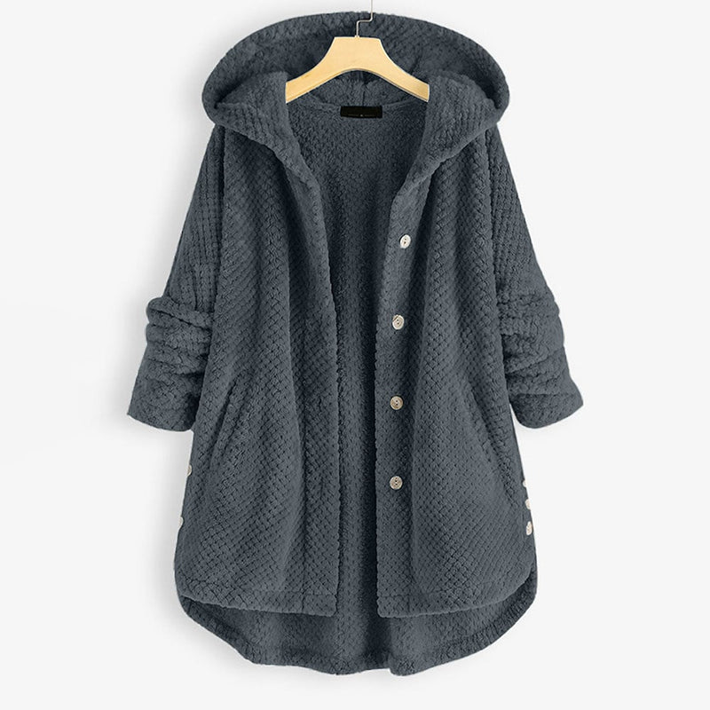 Selina - Halblange, wendbare Fleecejacke mit Kapuze für den Winter - Livezo
