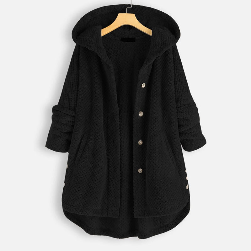 Selina - Halblange, wendbare Fleecejacke mit Kapuze für den Winter - Livezo