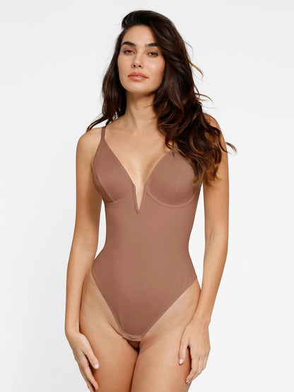 Shapewear - Body mit tiefem V - Ausschnitt, niedrigem Rücken und formendem String - Schnitt - Livezo