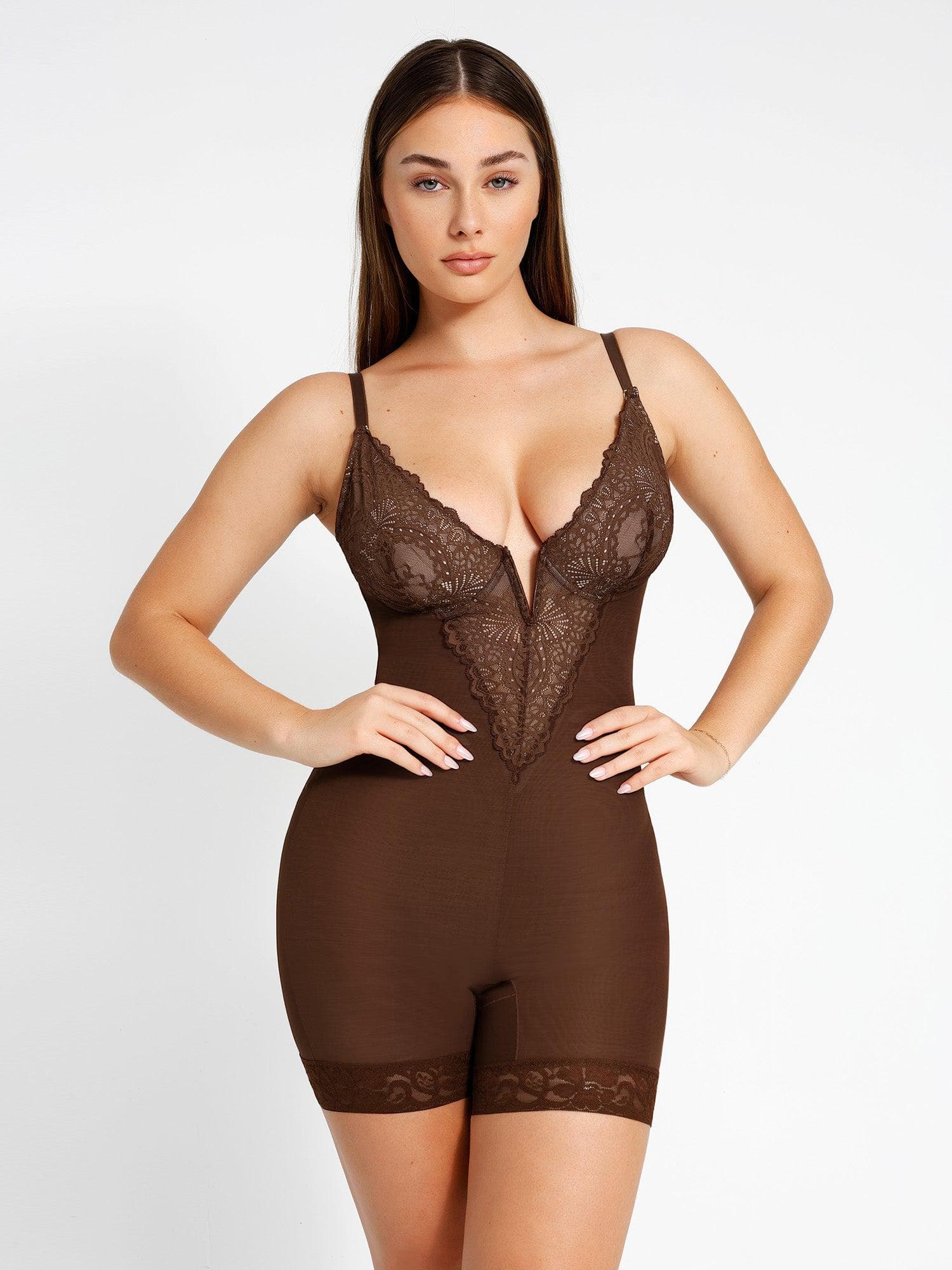 Shapewear Spitze Deep - V - Ausschnitt Body oder Faux - Leder - Röcke - Livezo