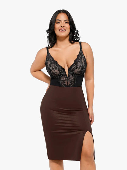 Shapewear Spitze Deep - V - Ausschnitt Body oder Faux - Leder - Röcke - Livezo