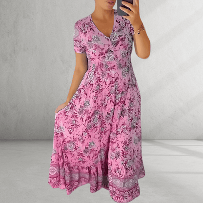 Sienna | Elegant V - Neck Print Dress - Dein perfektes Kleid für jeden Tag! - Livezo