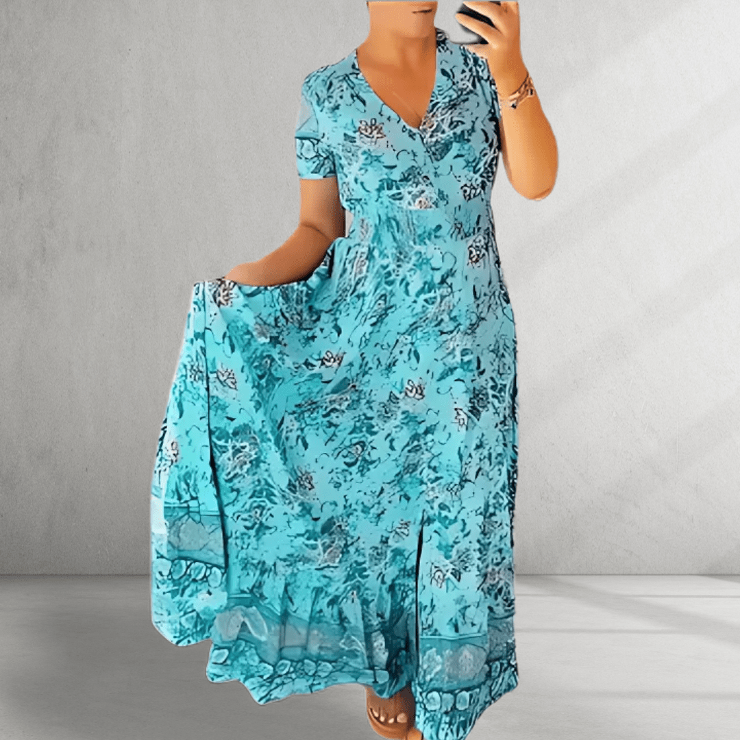 Sienna | Elegant V - Neck Print Dress - Dein perfektes Kleid für jeden Tag! - Livezo