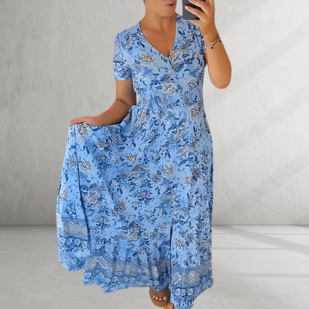 Sienna | Elegant V - Neck Print Dress - Dein perfektes Kleid für jeden Tag! - Livezo