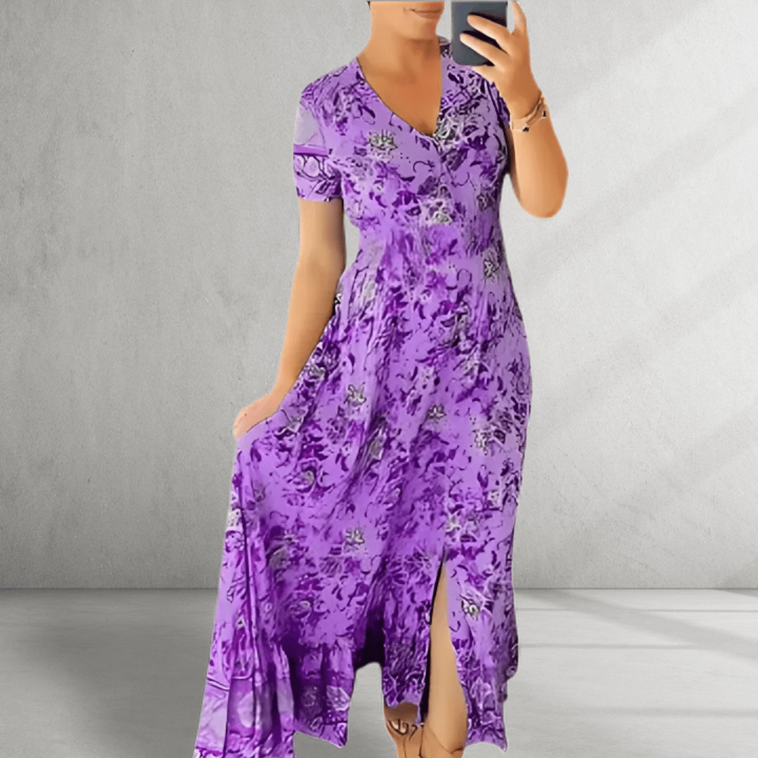 Sienna | Elegant V - Neck Print Dress - Dein perfektes Kleid für jeden Tag! - Livezo
