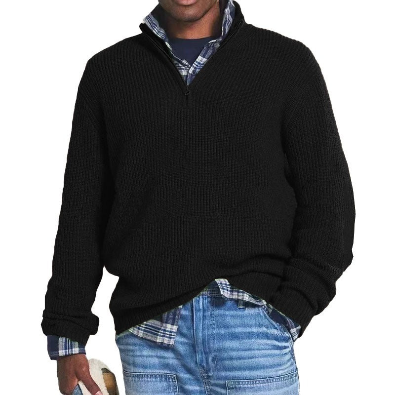Simon - Lässiger Strickpullover mit hohem Kragen und Reißverschluss - Livezo