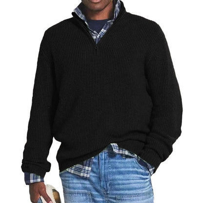 Simon - Lässiger Strickpullover mit hohem Kragen und Reißverschluss - Livezo
