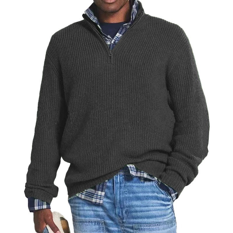 Simon - Lässiger Strickpullover mit hohem Kragen und Reißverschluss - Livezo