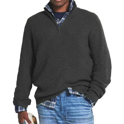 Simon - Lässiger Strickpullover mit hohem Kragen und Reißverschluss - Livezo