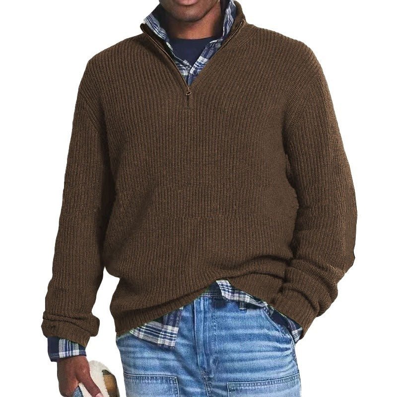Simon - Lässiger Strickpullover mit hohem Kragen und Reißverschluss - Livezo
