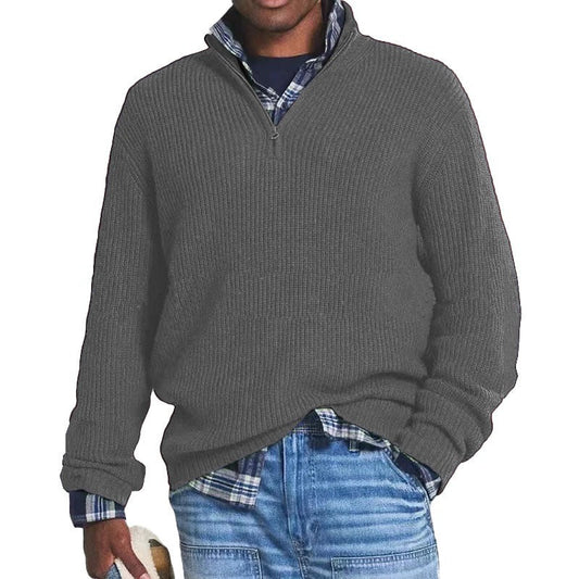 Simon - Lässiger Strickpullover mit hohem Kragen und Reißverschluss - Livezo