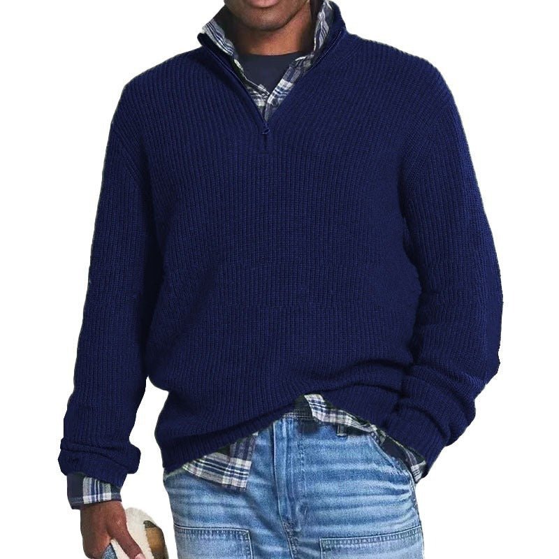 Simon - Lässiger Strickpullover mit hohem Kragen und Reißverschluss - Livezo