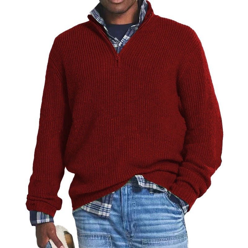 Simon - Lässiger Strickpullover mit hohem Kragen und Reißverschluss - Livezo