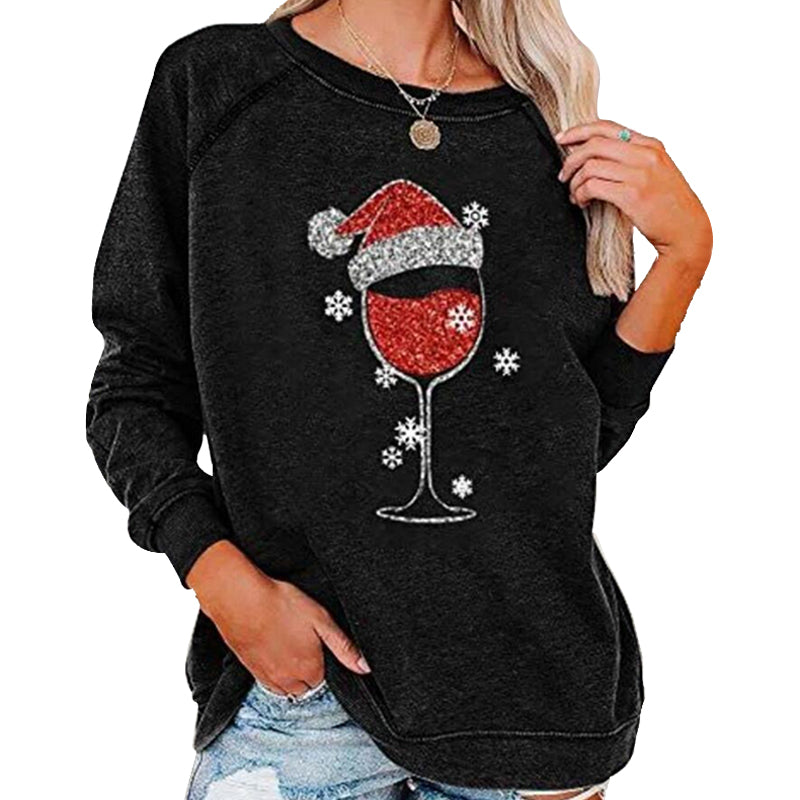 MerryGlass - Sweatshirt mit Weinglas-Print