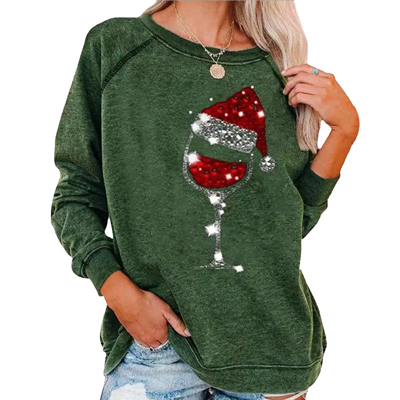 MerryGlass - Sweatshirt mit Weinglas-Print