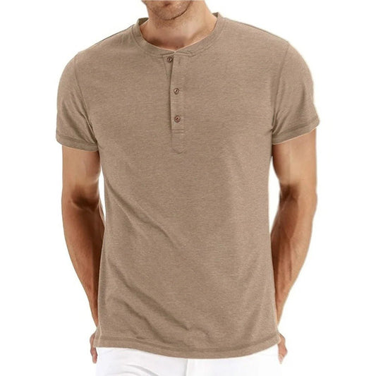 Slim Fit Cotton Henley T-Shirt - Harren Cole