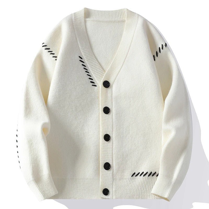 Soft Cardigan with Decorative Stitching - Harren Cole