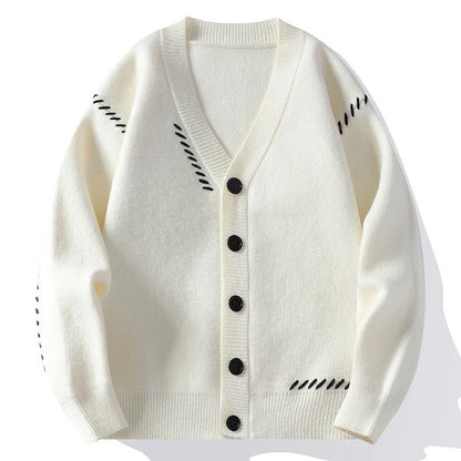 Soft Cardigan with Decorative Stitching - Harren Cole