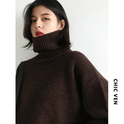 Sonja - Damen Pullover Lose Rollkragenpullover - Livezo